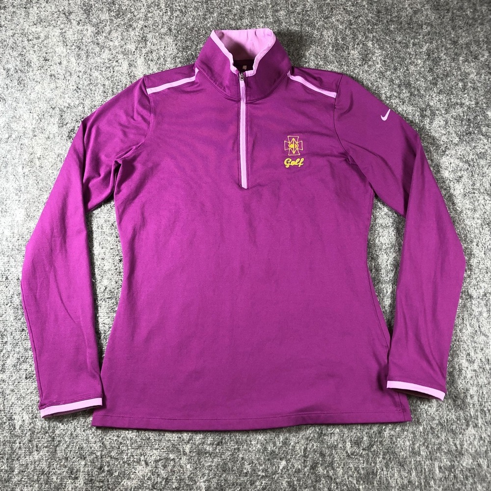 Nike Golf Dri-FIT Pullover‎ Womens Medium Purple 1/4 Zip Long Sleeve Golf Top